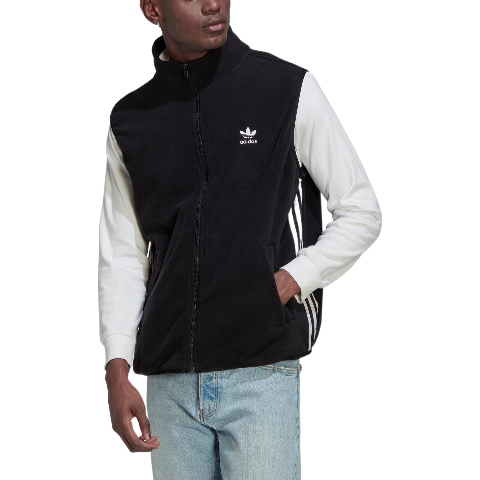 adidas Adicolor 3-Stripes Fleece Vest 'Black' HK7392