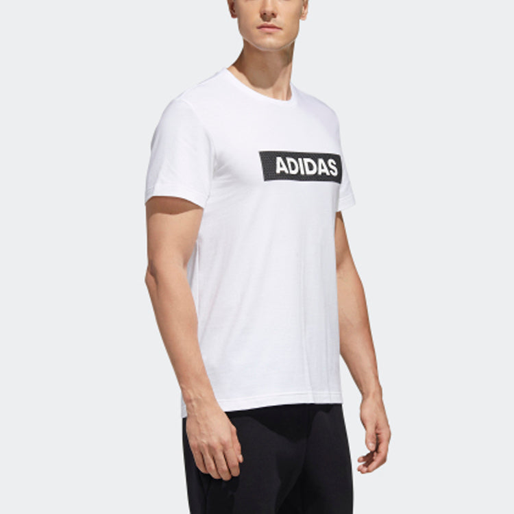 adidas M Gfx T Lng Box Contrasting Colors Logo Sports Round Neck Short Sleeve White GJ5110