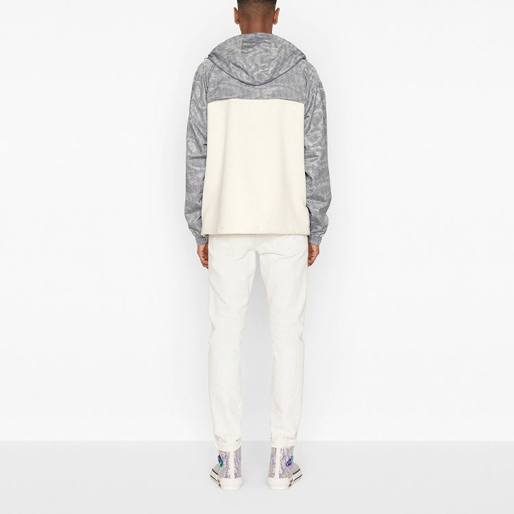 Men's DIOR FW21 Oblique Printing Hooded Jacket Gray 193J640A0631-C088