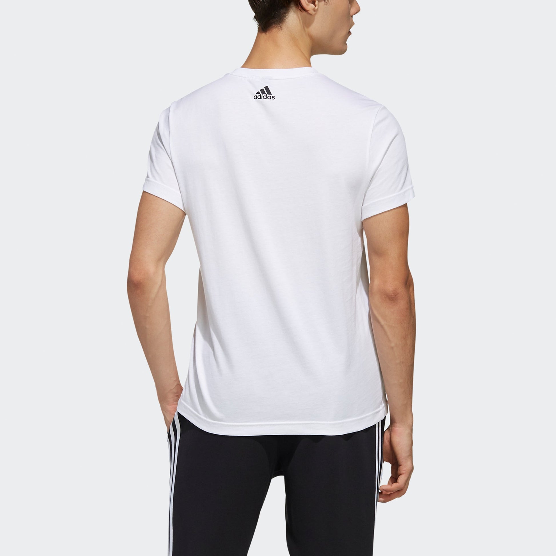 adidas Ai Gfx Ss Foil Logo Printing Round Collar Male White EH3812