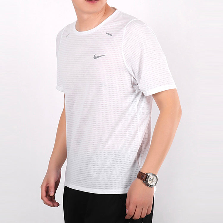 Nike Logo Pattern Training Sports Short Sleeve White DD1535-100