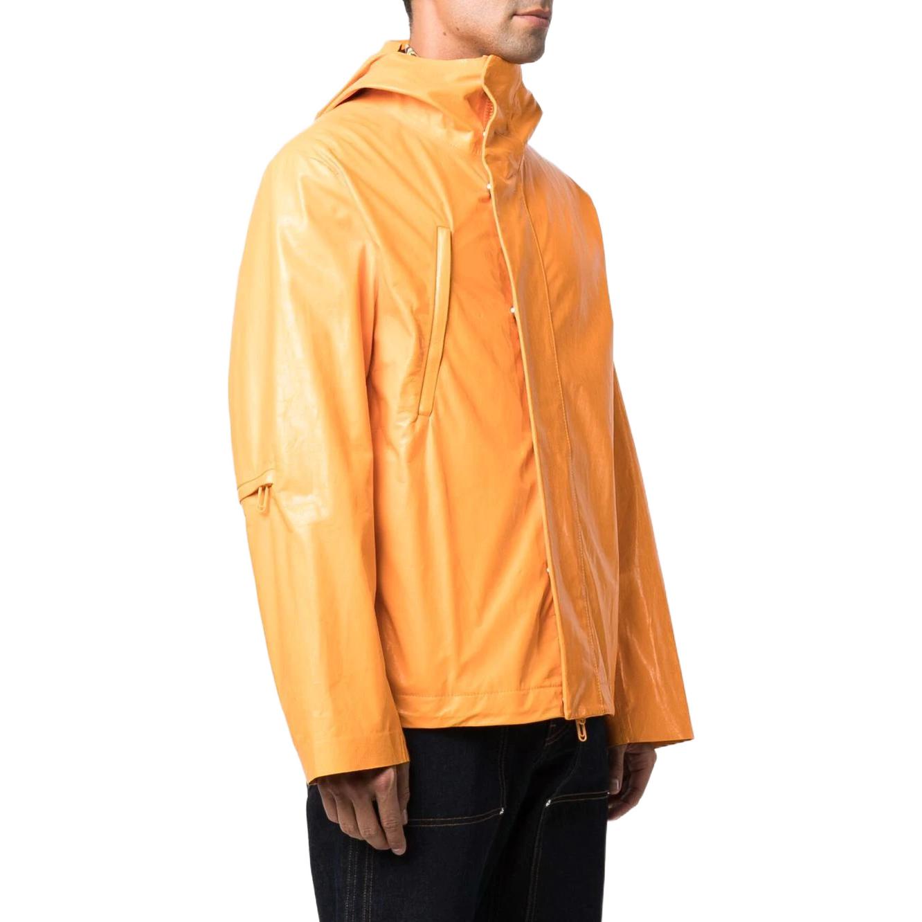 Men's Off-White FW22 Solid Color Straight Zipper Hooded Jacket Version Orange Yellow OMJA076F21LEA0012210