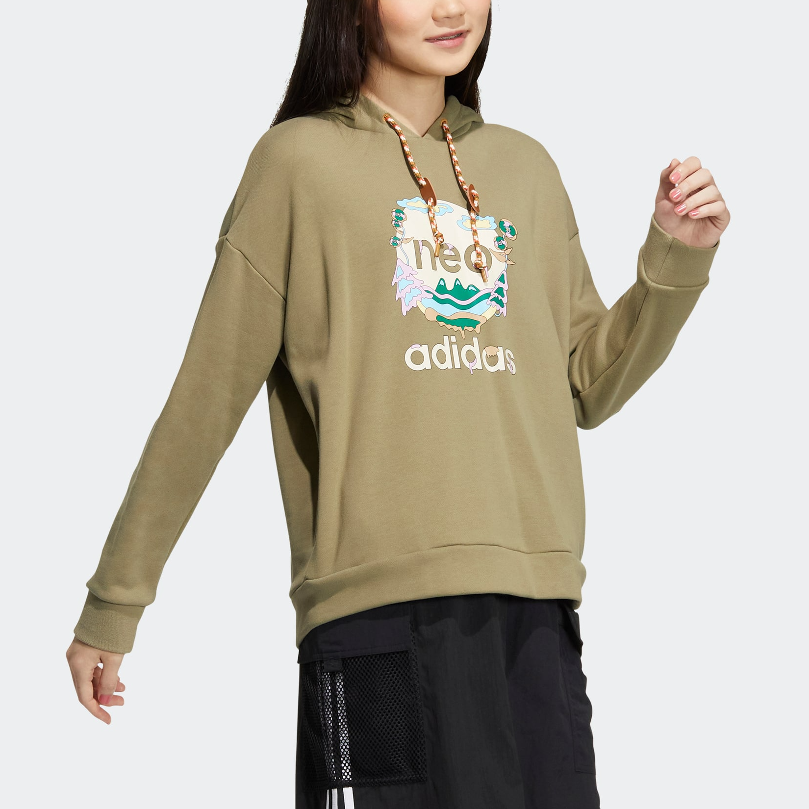 (WMNS) adidas Neo Util Hoodies 'Olive Green' HN2349
