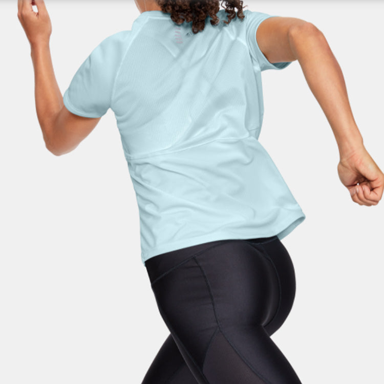 (WMNS) Under Armour Running Sports Short Sleeve Blue 1326462-462