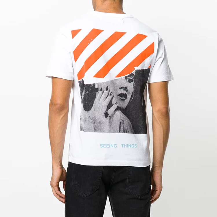 Men's Off-White Printing White T-Shirt OMAA014F171850470188