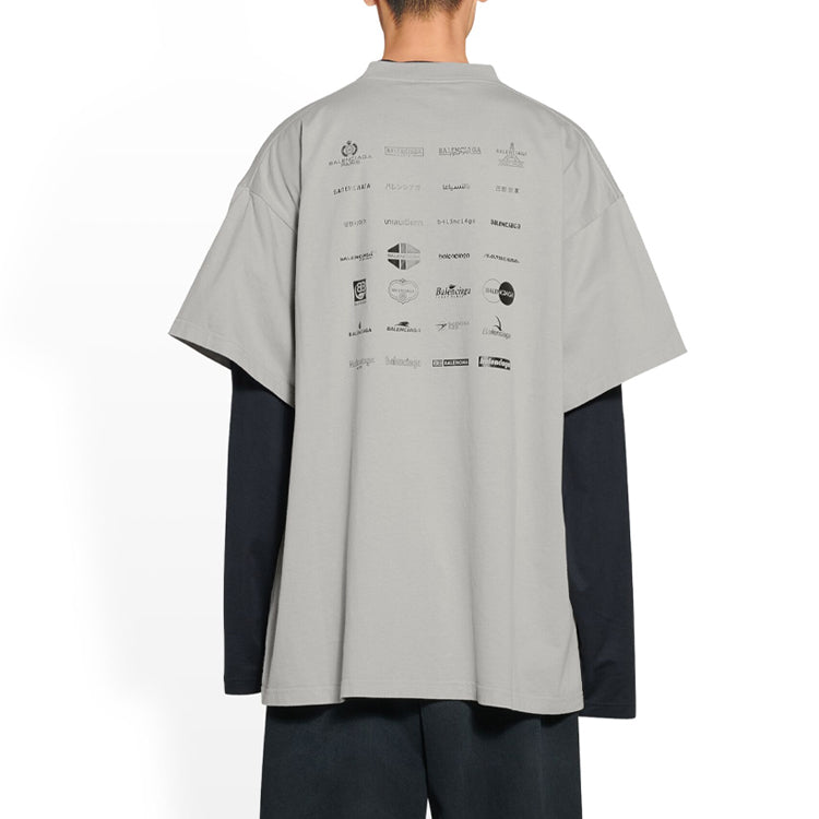 Balenciaga Archives Logos T-Shirt Oversized 'Light Grey' 712398TNVQ71342