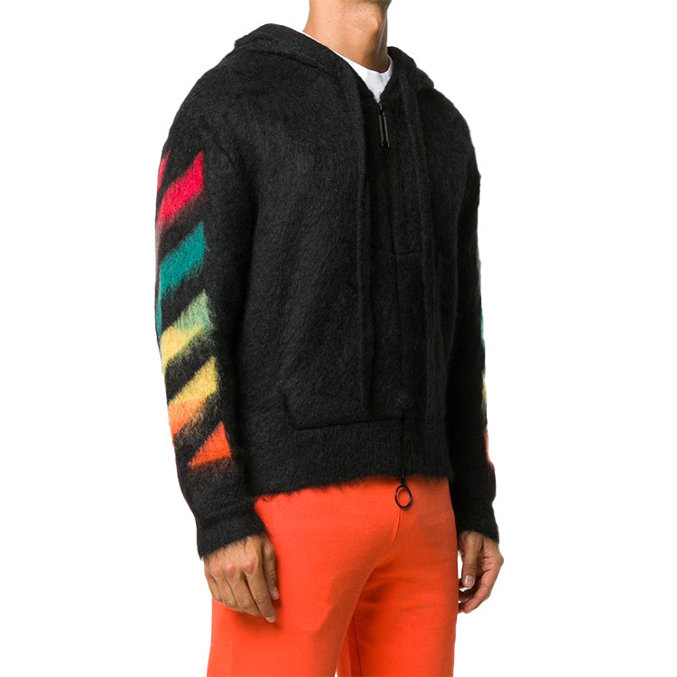 Off-White Fleece Zipper Hooded Jacket Black OMHA073E20KNI0011087