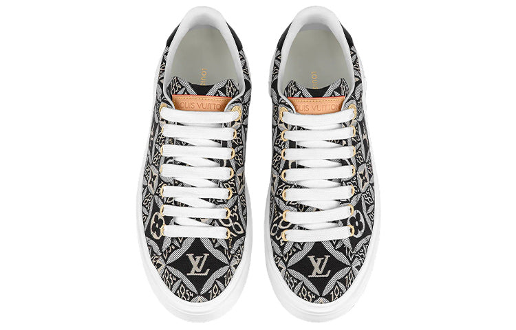 (WMNS) LOUIS VUITTON Out Sneakers 'Black White Monogram with Brown' 1A9FNL
