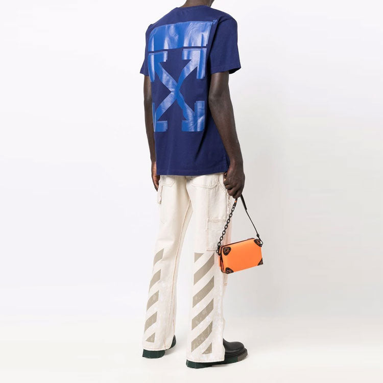 Off-White FW21 Arrow Printing Round Neck Short Sleeve Ordinary Version Blue OMAA027F21JER0074545