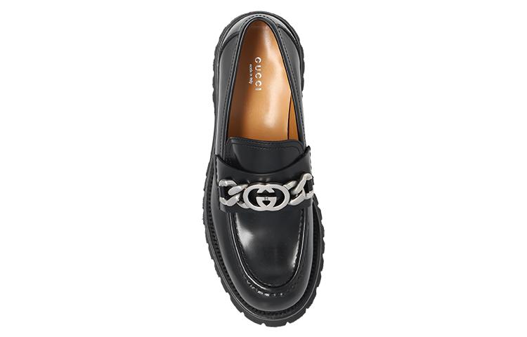 (WMNS) Gucci Lug Sole Loafer 'Black Leather' 752650-DS800-1000