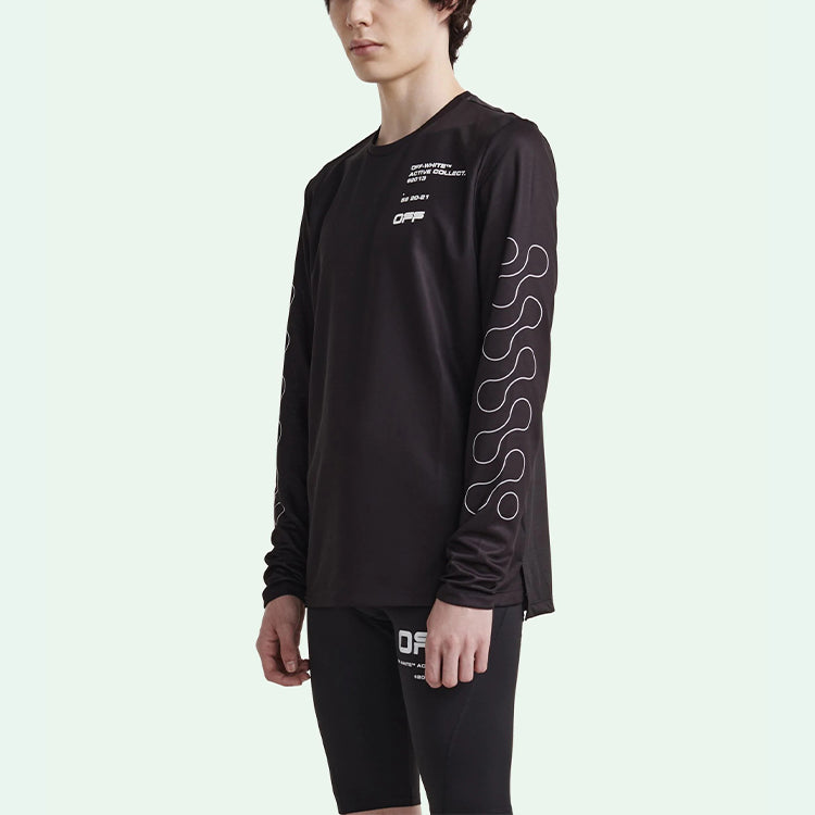 Off-White Pattern Printing Round Neck Pullover Long Sleeves Slim Fit Version Black OMVB013V21FAB0021001