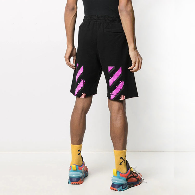 Off-White SS21 Diag Stripe Sweat Shorts Men s Black OMCI006R21FLE0021032