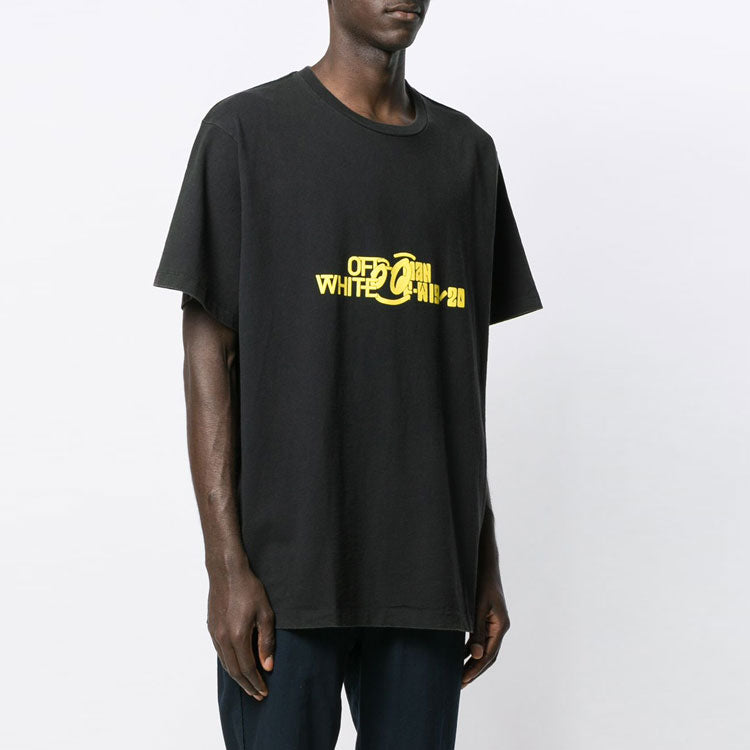 Off-White Back Printing Short Sleeve Loose Fit Black OMAA038E191850081060