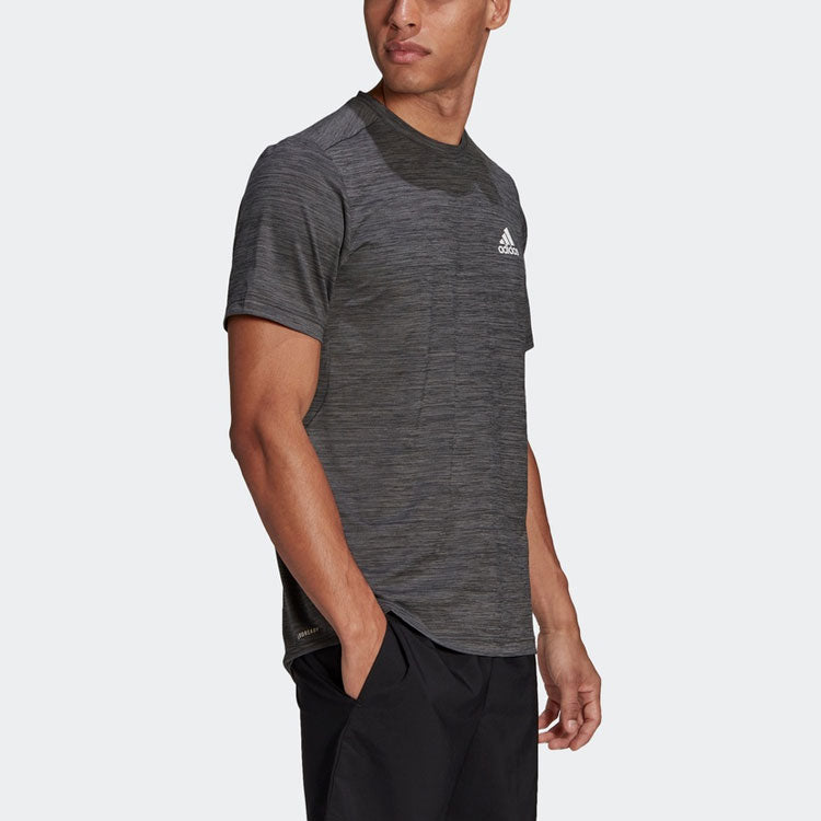 adidas M Ht El Tee Training Sports Round Neck Short Sleeve Metallic Black GM2074