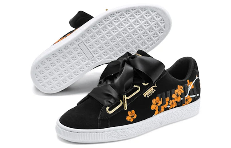 (WMNS) PUMA Suede Heart Floral 'Black Orange' 370807-01