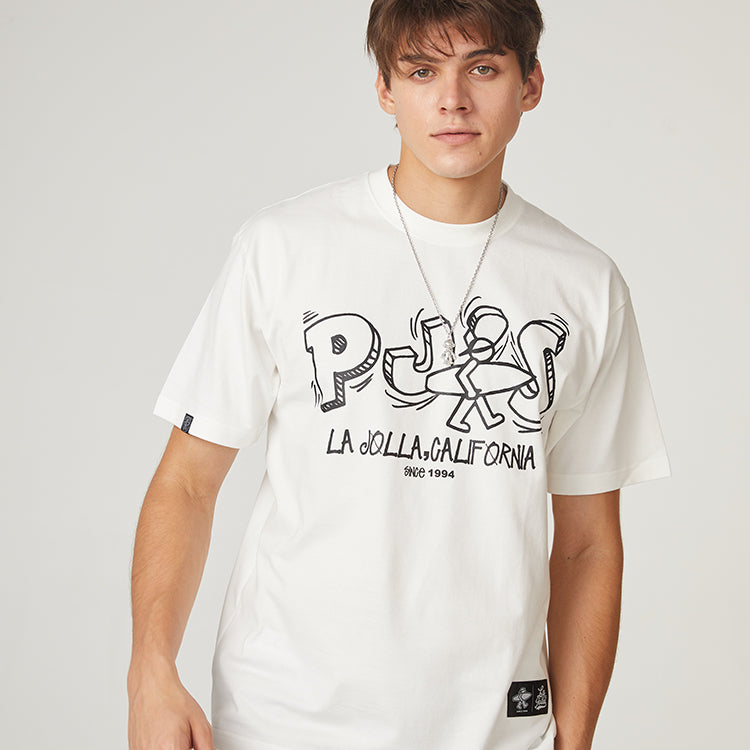 PJs Vigor Surf Alphabet LOGO Basic Pattern Casual Pure Cotton Unisex White 20SSTS1005-P