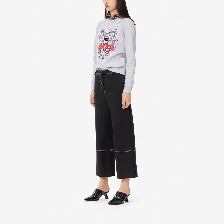 (WMNS) KENZO SS21 Tiger Head Embroidery Round-Neck Swea Grey F952SW7054XA-93