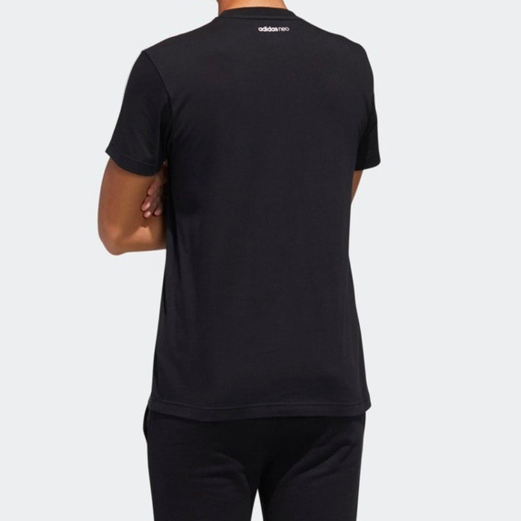 adidas neo M Brlv Tee Printing Pattern Short Sleeve Black GK1516