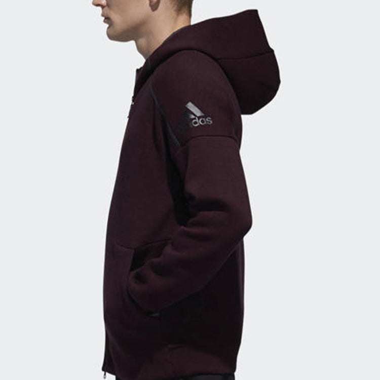 Men's adidas Sports Stylish Knit Jacket Red Brown DY5760