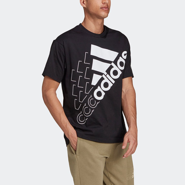 adidas Sports Stylish Round Neck Printing Logo Short Sleeve Couple Style Black GS8749