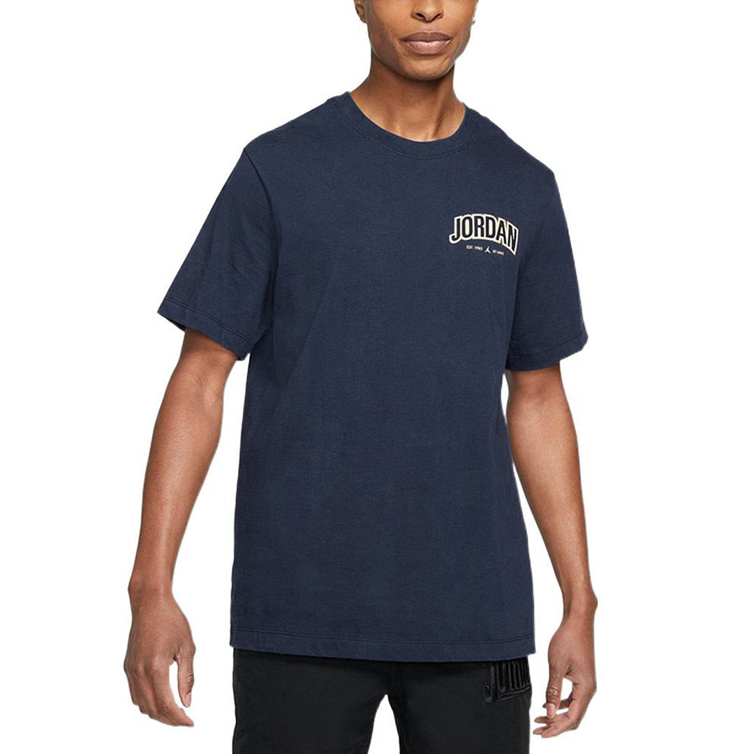 Men's Air Jordan Gfx Ss Crew Large Logo Alphabet Printing Sports Solid Color Round Neck Short Sleeve Blue T-Shirt DM3218-410
