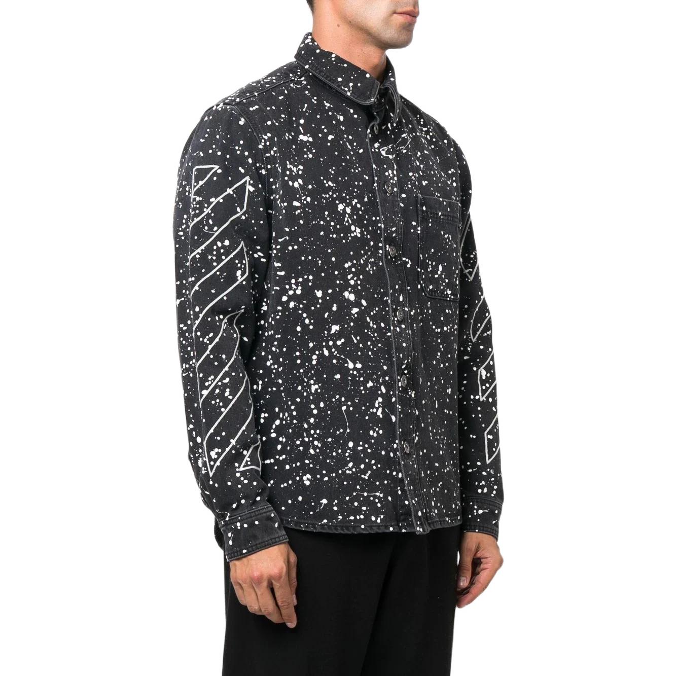 Men's Off-White FW22 Twill Printing Single Breasted Long Sleeves Ordinary Version Black Shirt OMYD027F22DEN0011001