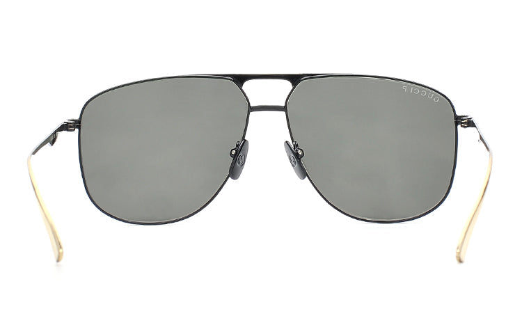 Gucci Round Frame Metallic Sunglasses Asia Edition Black GG0336S-005