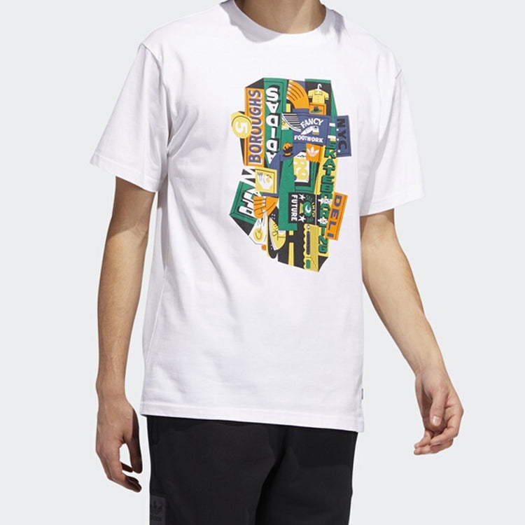 adidas originals Pattern Logo Printing Short Sleeve White EC7348