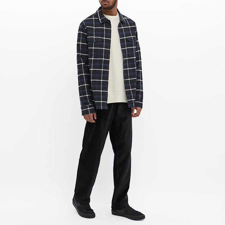 Nike SB Skate Flannel Plaid lapel Long Sleeves Shirt Black DA4250-010