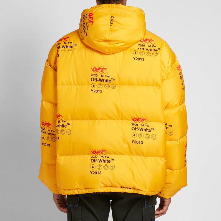 Off-White Industrial Zipped Puffer Hooded Down Cotton-padded Jacket Men Yellow OMED019F19F060036000