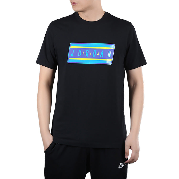 Air Jordan ORDAN STICKER SS CREW Athleisure Casual Sports Short Sleeve Black CJ6247-010