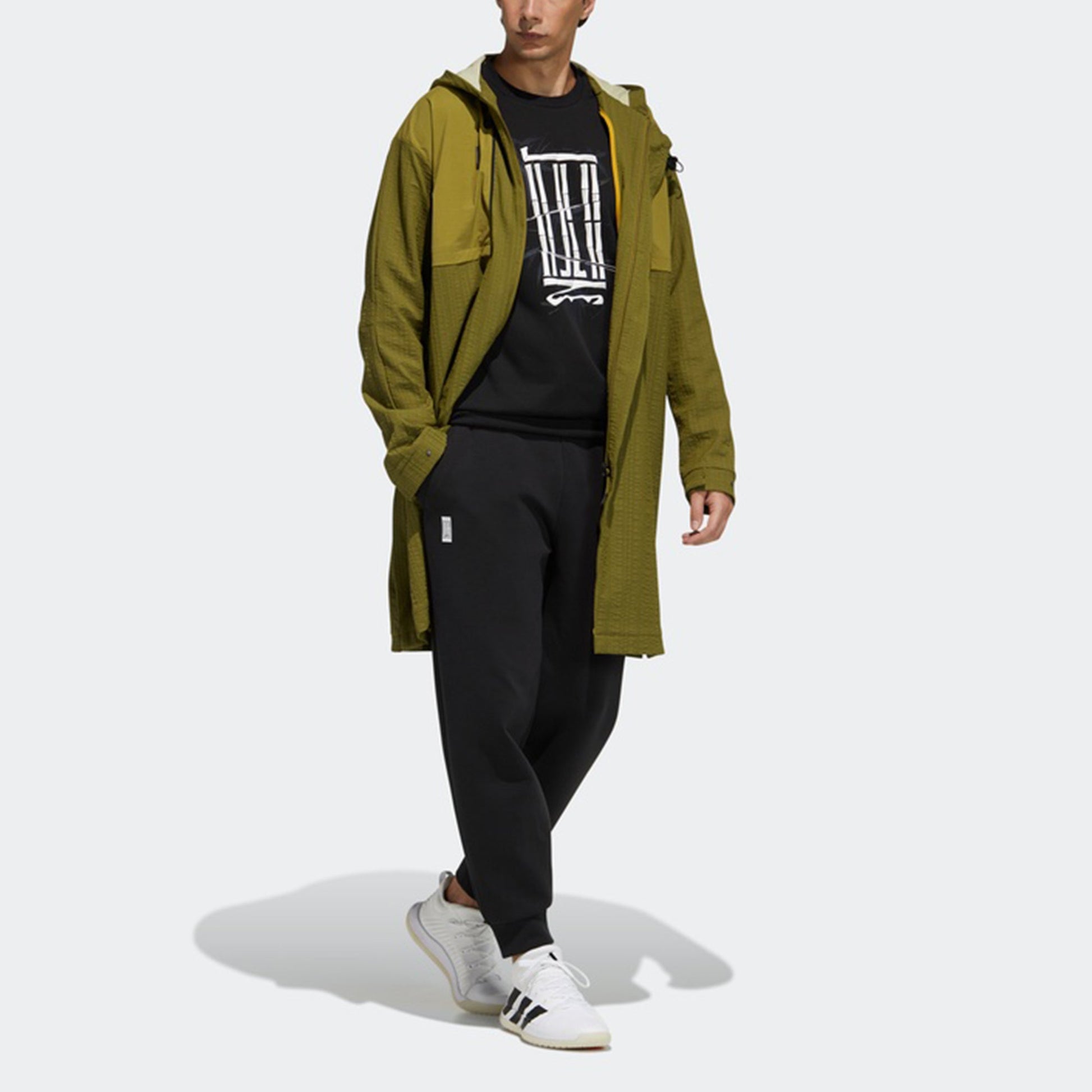 Men's adidas Wj Longtex Jkt Sports Stylish Hooded Jacket Military Green H39337