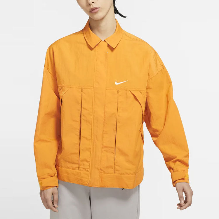 (WMNS) Nike Sportswear Swoosh Back Logo Printing Woven Jacket Yellow DM6204-738