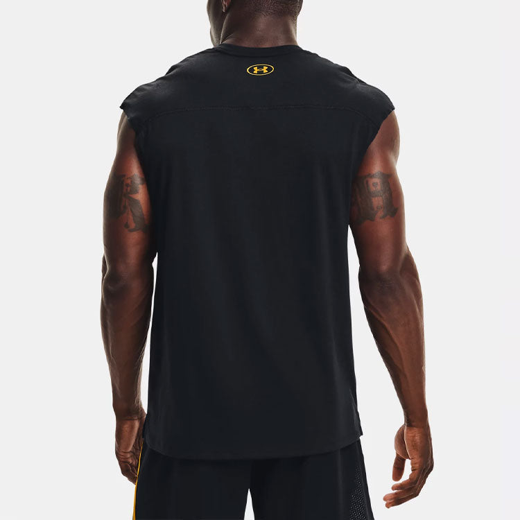 Men's Under Armour Round Neck Alphabet Printing Sleeveless Black 1367129-001