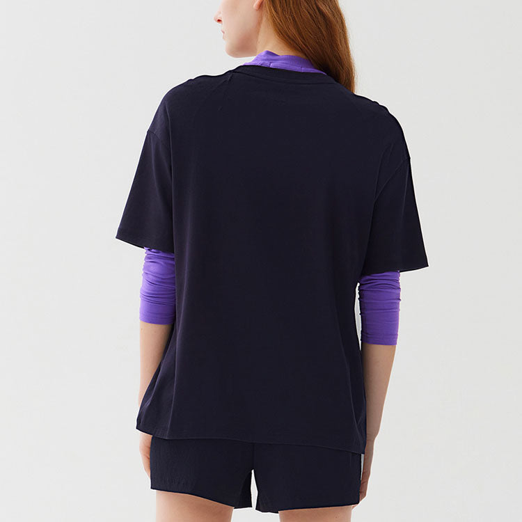 (WMNS) FILA Logo Printing Round-neck Blue F11W128158F-NV