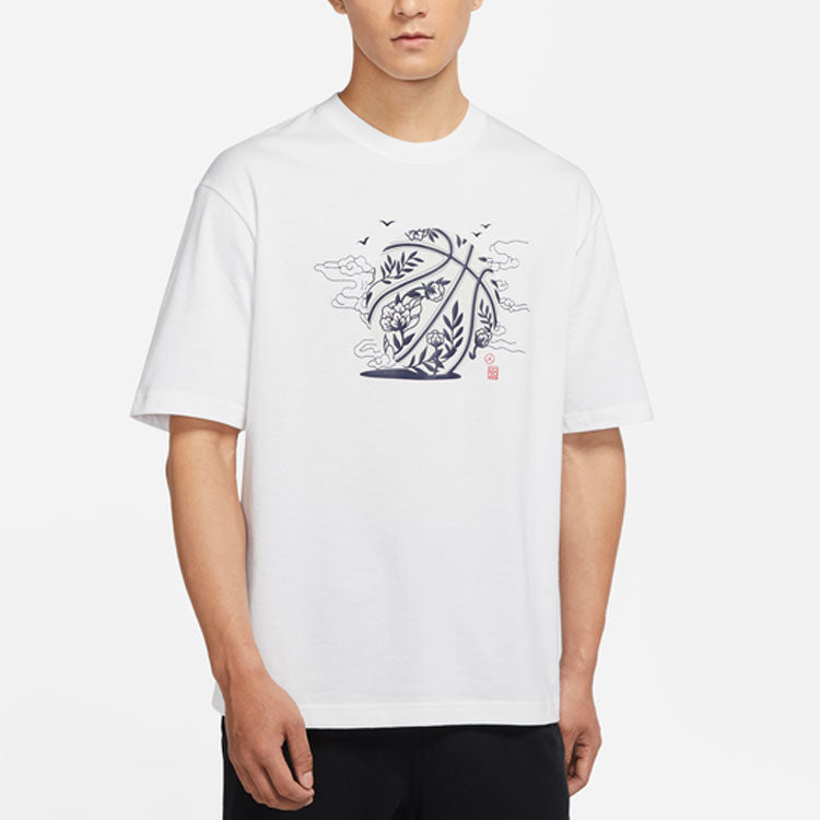 Men's Air Jordan Printing Round Neck Pullover Short Sleeve White T-Shirt DO4089-100
