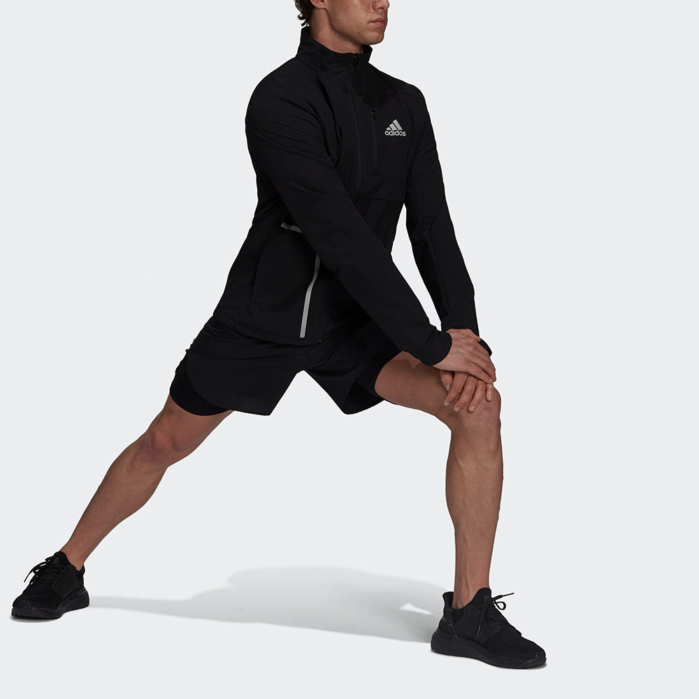 adidas Own The Run Jkt Training Sports Stand Collar Logo Jacket Black GT8926