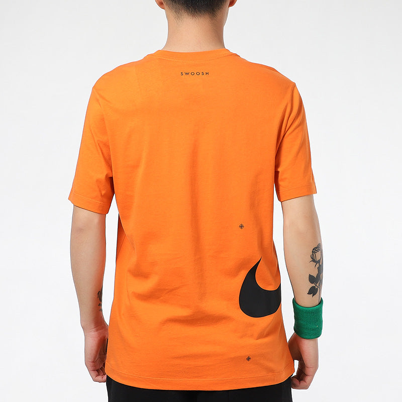 Nike Sportswear Swoosh Club Printing Alphabet Sports Round Neck Short Sleeve Orange DJ5374-801