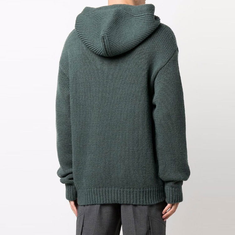 Off-White FW21 Logo Knit hooded Ordinary Version Green OMHA128F21KNI0015510