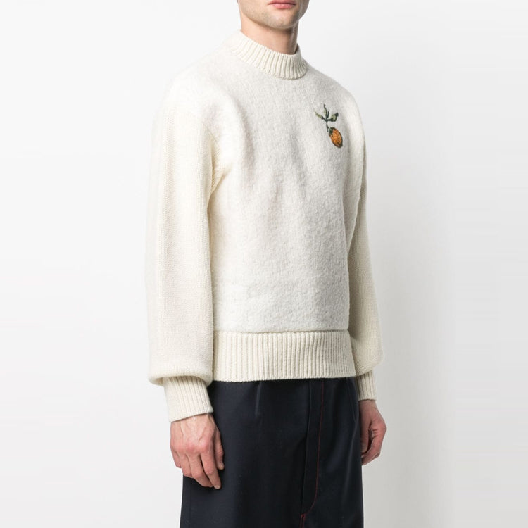 Off-White Unisex Printing Round-neck Knitted Sweaters Ivory OMHE057F20KNI0010118