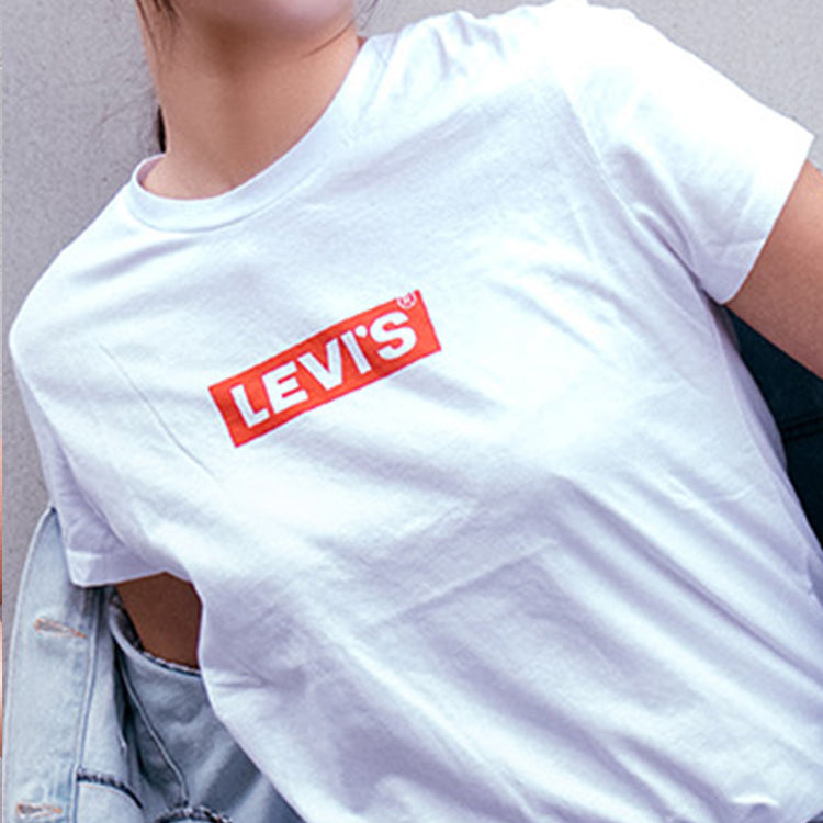 Levis Box Logo Casual Round Neck Short Sleeve White 17369-0903