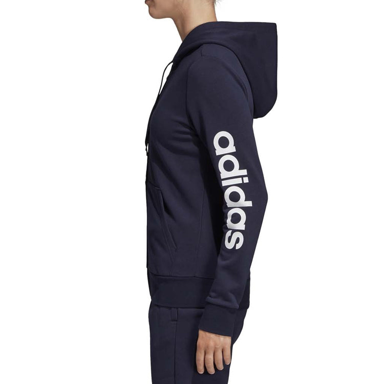 (WMNS) adidas Side Sleeve logo Printing hooded track Jacket Blue DU0648