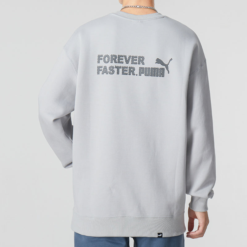 PUMA Small Logo Relaxed Crew Logo Sweater 'Grey' 673605-19