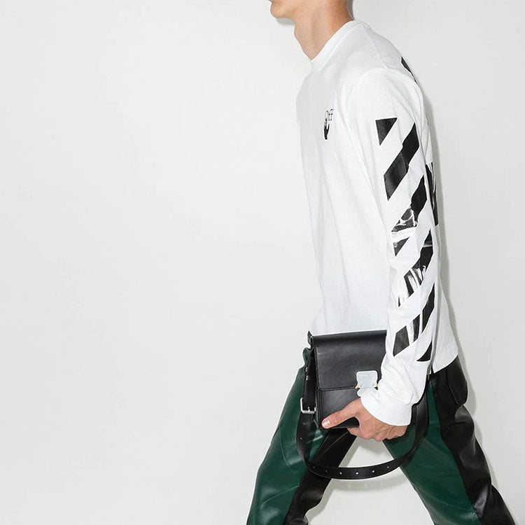 Off-White FW21 Arrow Logo Printing Round Neck Long Sleeves Ordinary Version White OMAB064F21JER0140110
