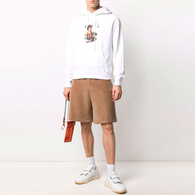 Off-White SS21 Caravaggio Boy Logo Printing Lacing Loose Fit White OMBB074S21FLE0020110