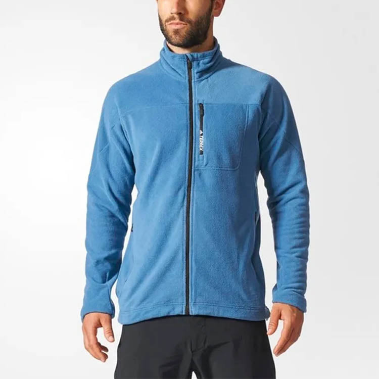 adidas Casual Sports Fleece Stand Collar Slim Fit Jacket Blue BP9686