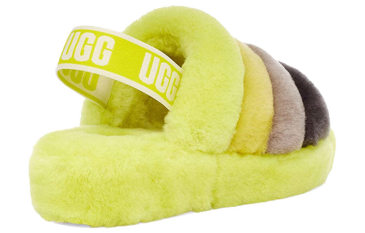 (WMNS) UGG Fluff Yeah Slide Thick Sole Shoe Yellow Gray 1095119-SLML