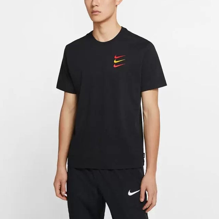 Men's Nike Contrasting Colors Logo Sports Round Neck Short Sleeve Black T-Shirt DJ4392-010