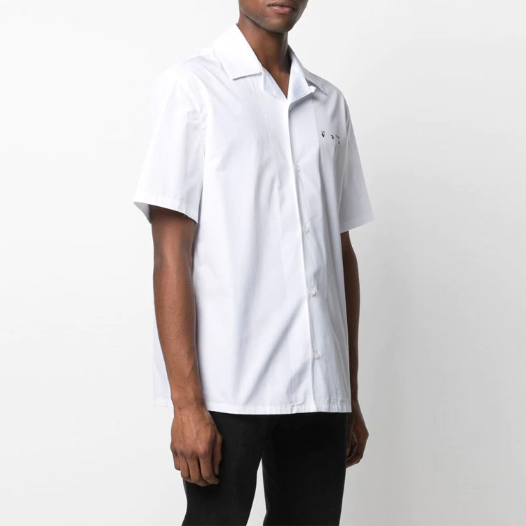 Off-White SS21 Logo Printing lapel Short Sleeve Shirt Version White OMGA163S21FAB0090145