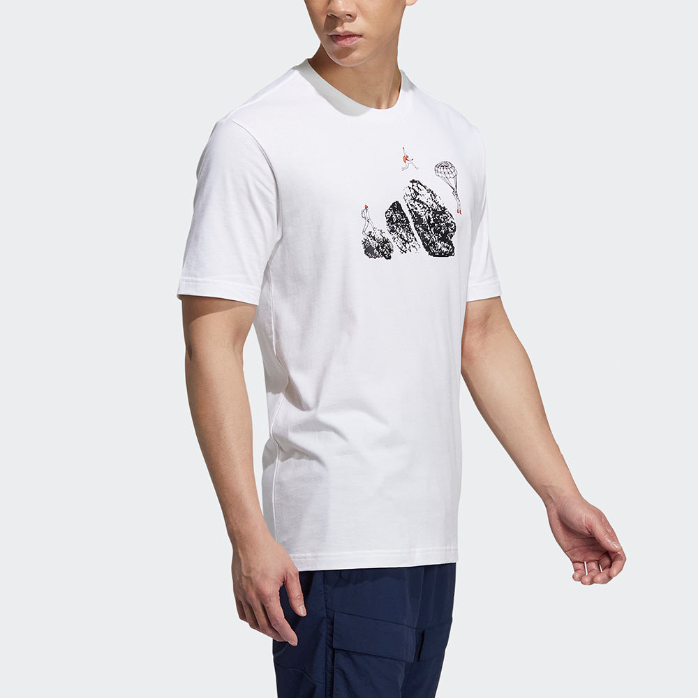 adidas Jump Gfx Ss T Cartoon Pattern Printing Sports Short Sleeve White H20793